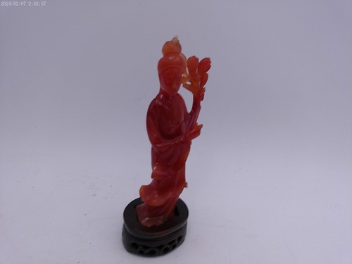 Chinesischer roter Guanyin geschnitzte Figur - Bild 7 von 8