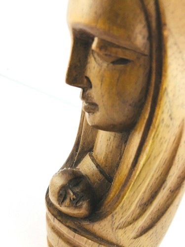 Woman Holding Child Wood Carving Hand Carved Artwork Sculpture - Picture 6 of 7
