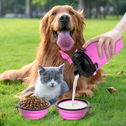 Dog Travel Water Bottle Dispenser with Portable Collapsible Dog Food Water Bowls - Picture 50 of 72
