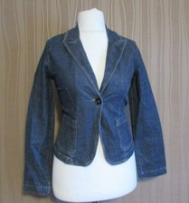 4/1 SISLEY Damen Jeans Jacke Blazer Jeansblazer ital. Gr. 42 DE 36 blau Stretch 