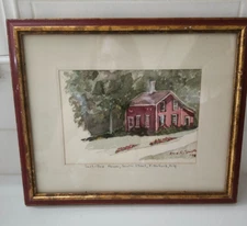 Vintage 1978 Original Signed Framed Watercolor Painting Salt Box House