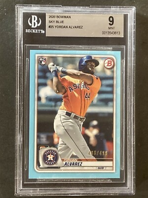 2020 Bowman Yordan Alvarez Sky Blue RC #/499 Mint BGS 9 | eBay