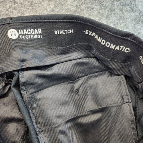Haggar Men's Black High Rise Expandomatic Stretch Heather Dress Pant Size 40X30 - Picture 4 of 10