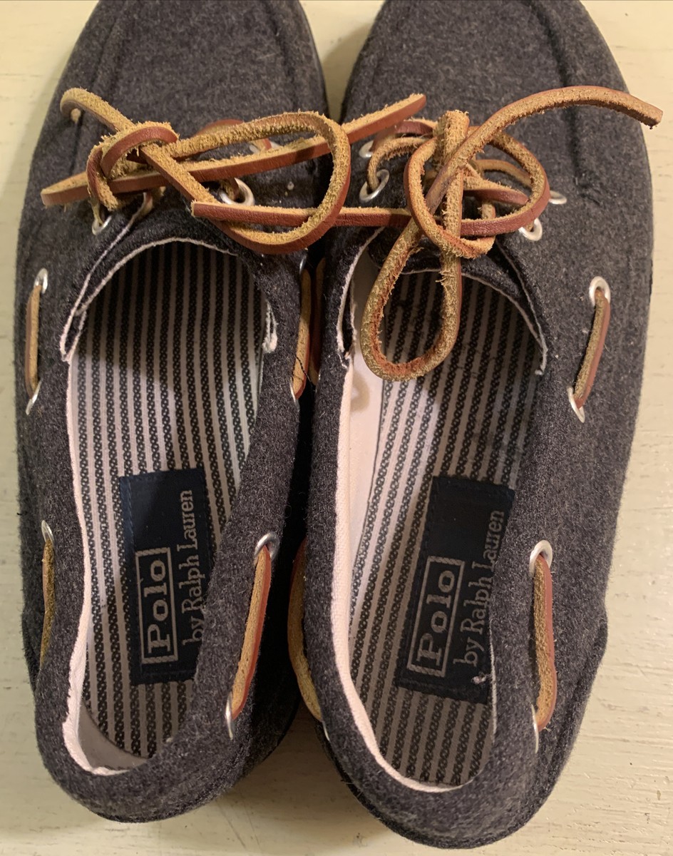 Polo Ralph Lauren Sander Men\'s Size 10.5 Loafer Boat Shoes Slip On Flannel Brown Polo Ralph Lauren Sander Dark Grey Flannel Loafers Boat  main image 2