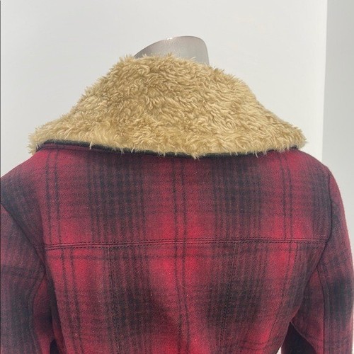Elevenses Women’s Plaid Double-Breasted Wool Jacket with Faux Fur Collar Size 2 - Picture 9 of 11