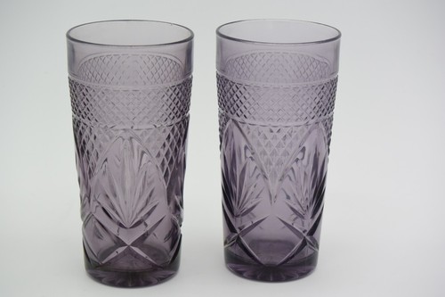 2 Cristal D'Arques Durand New Amethyst Cooler Glass Tumblers. 6.25” France - Picture 2 of 4