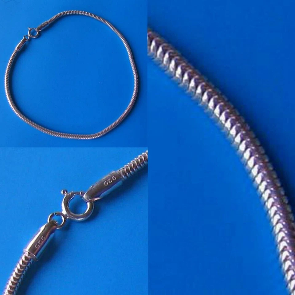 Italian! Sterling Silver 2.2mm Snake Chain Anklet | 9" Long | - Image 3 of 4