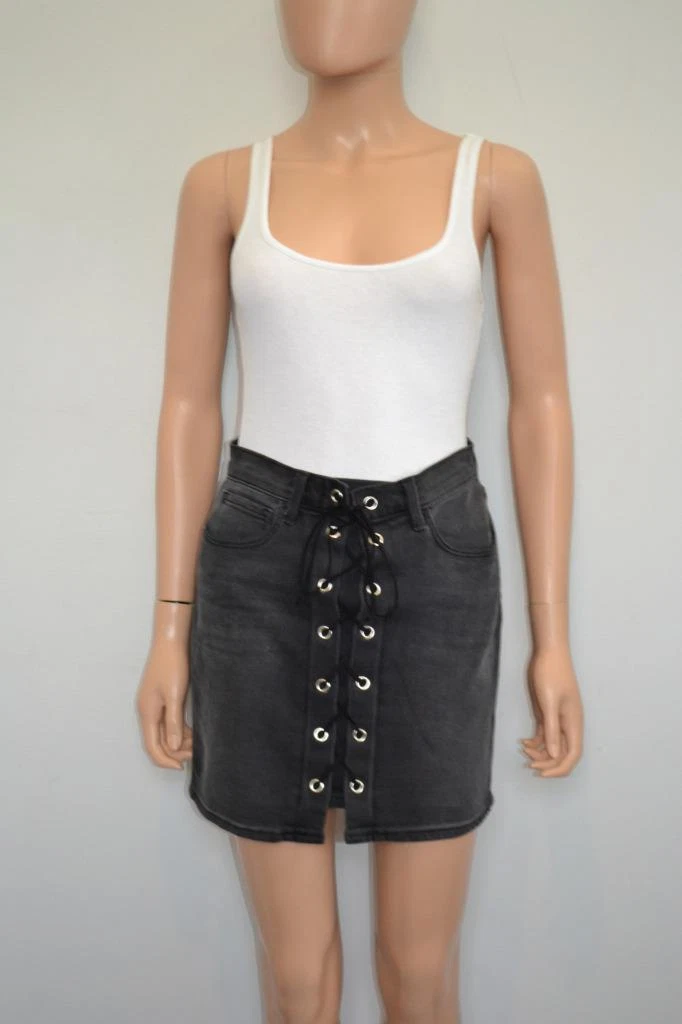 Black suede top lace up skirt