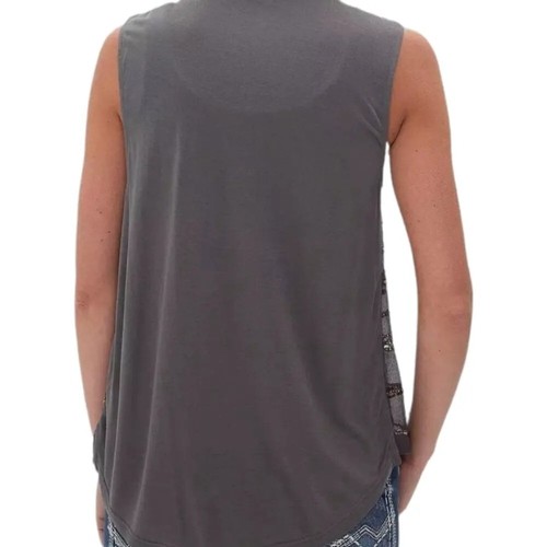 BKE Boutique Sequin Beaded Tank Size Large Embellished Chiffon Sleeveless Gray - Picture 6 of 7