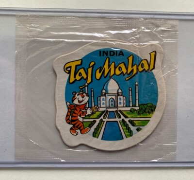 VINTAGE KELLOGG'S FROSTED FLAKES DECAL - ''TAJ MAHAL INDIA'' TONY SEALED 1960'S