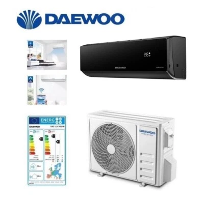 DAEWOO Climatizzatore Condizionatore NERO 12000 WIFI A++ Inverter Smart Easy R32