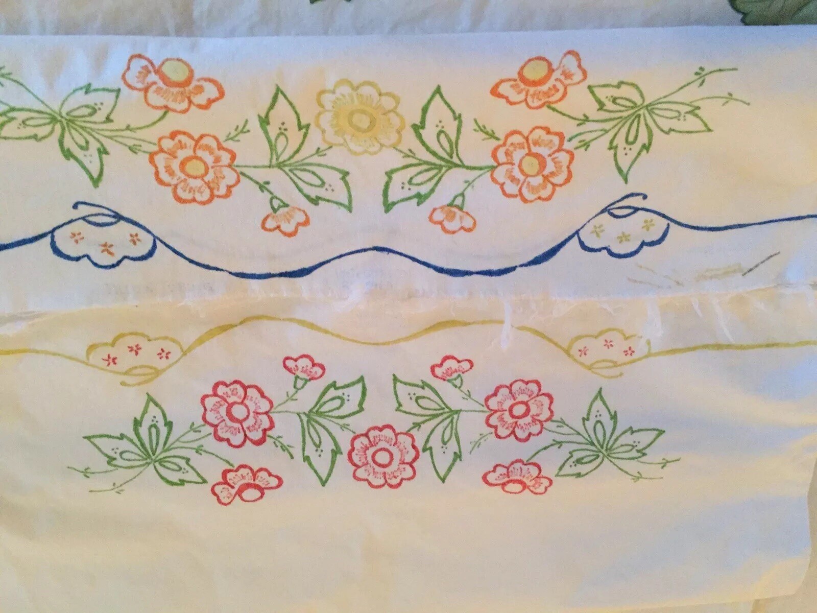 Vintage Stamped Pillow Tubing for making 2 Standard pillowcases eBay