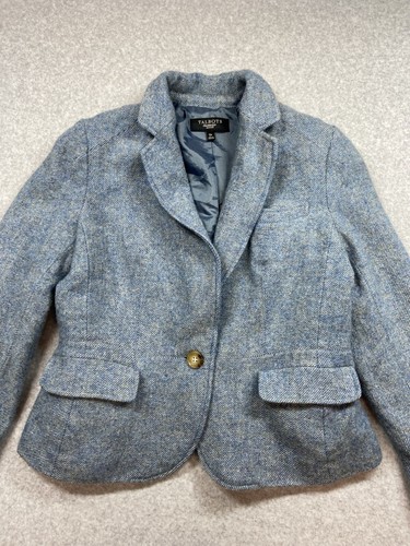 Talbots Womens Jacket Blazer Size Large 12 P Blue Wool Single Breasted Casual - Picture 6 of 11