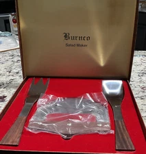 Stainless Steel Salad Maker Set Wood With Chopper Handles MCM Burnco