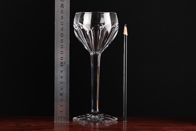 Weinglas 6-eckiger Fuß Stängel geschliffene Flächen alt 19 cm Kristall Glas