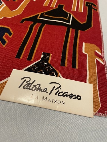 Paloma Picasso Fabric Swatch Dromedary Red Camels MCM Style 26in Square Cotton - Picture 2 of 4