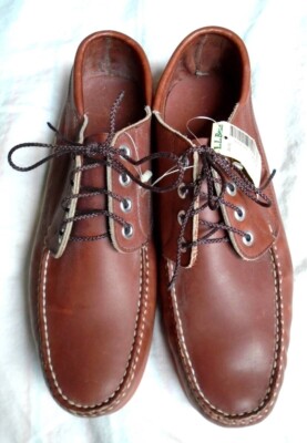 NWT Vintage LL Bean Leather Boat Deck Shoe Lace Up Brown Casual