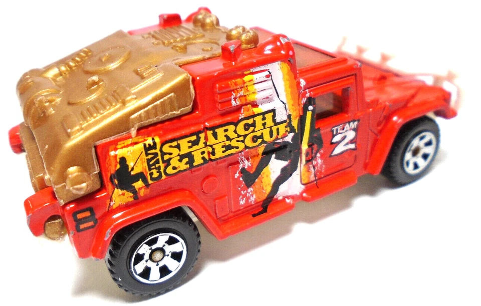 2000 MATCHBOX HUMMER CAVE SEARCH & RESCUE RED 1:70 DIECAST 2.75" SUV HATCH OPENS - Image 4 of 4