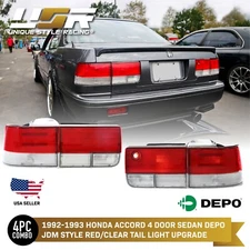 DEPO JDM RED / CLEAR Rear 4 Pieces Tail Light Set For 1992-1993 Honda Accord 4D