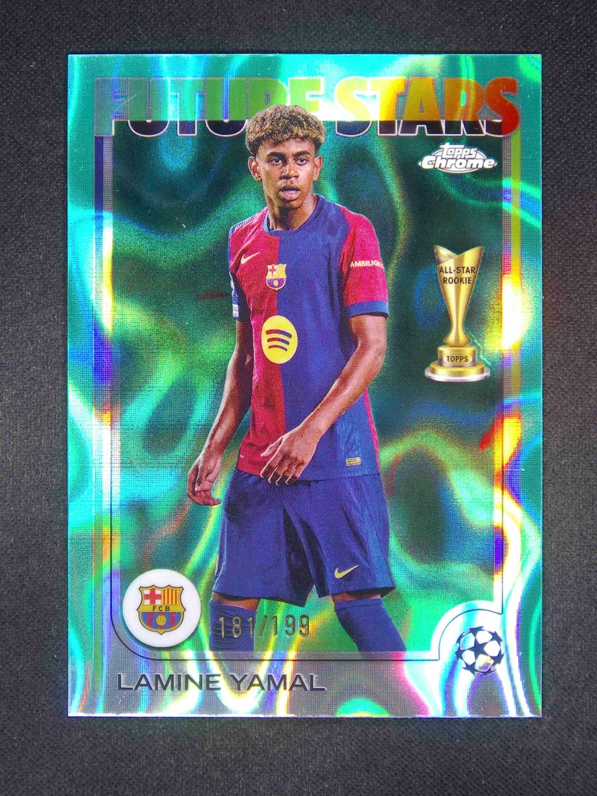 2024-25 Topps Chrome UEFA Lamine Yamal #27 Aqua Lava /199
