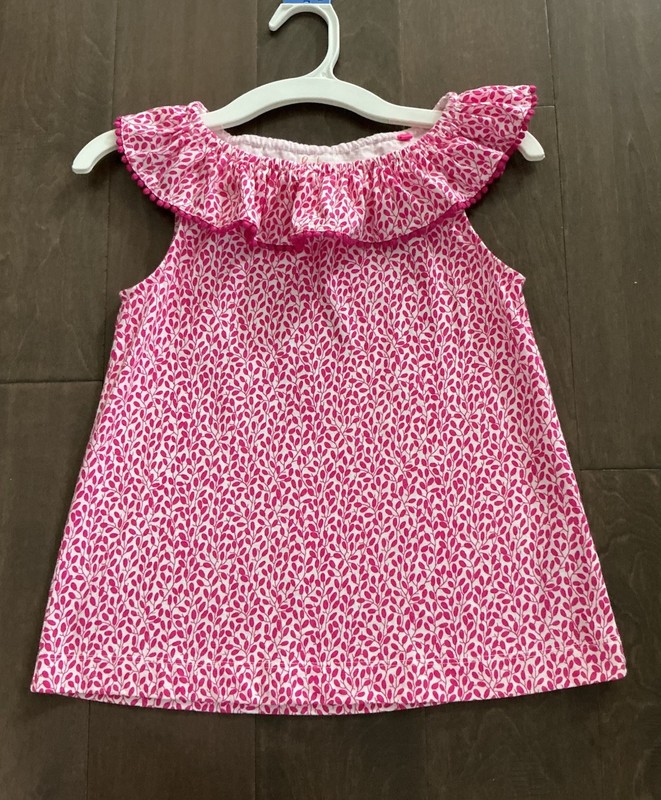 BODEN-Sz.(7/8Y)-Casual Girl’s Pullover Top-Pink-Sleeveless-Ruffle Elastic Neck