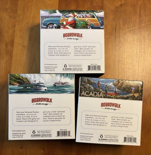 Lot Of 3 Personal Puzzles By Boardwalk Acadia, Niagara Falls & Motorcycle Santa - Picture 2 of 3