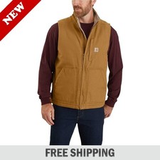 Carhartt 104277 Mens Loose Fit Washed Duck Sherpa Lined Mock Neck Vest New