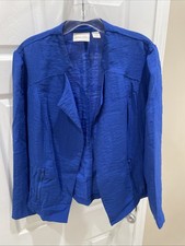 Chicos Women Pretty Blue beautiful Gorgeous Open Front Jacket Cardigan Sz 1