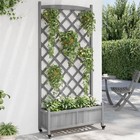 vidaXl Planter Grey Solid fir wood, iron Large Planters Planter