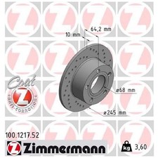 2x Zimmermann Scheibenbremse hinten 27246481 für VW Audi Skoda