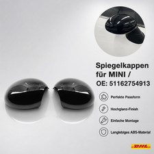 2� Spiegelkappen klappbare Gl�nz Schwarz Kappe Spiegel f�r BMW MINI R55 R56