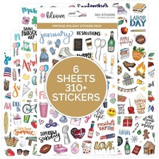 Holiday Seasonal Planner Sticker Sheets Vintage Repositionable 310 Stickers