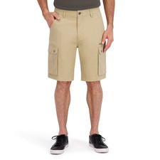 IRON CO Stretch Cargo Shorts Mens 36 Dune Beige Flex Waist Zip Pocket NEW