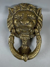 Vintage Solid Brass Lion Head Door Knocker – 6.5”x4” Heavy 1.5 lb