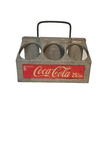 Vintage Coca Cola Aluminum Metal 6 Pack Bottle Carrier Caddy Handle 1950’s