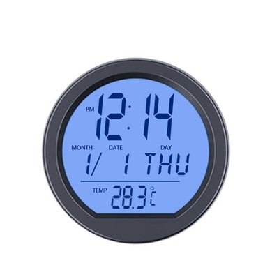 Solar-Powered Car Dashboard Clock with Night Backlight, Fahrenheit Temp, Calenda
