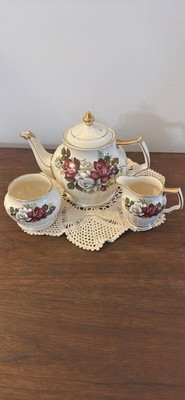 Vintage Sadler England Rose Tea Set Gold Trim