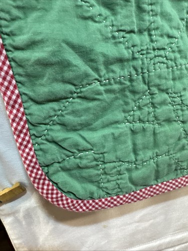 Vintage kleiner Patchwork Quilt Blumenmuster 38" x 38" handgenäht Maschinenbordüre - Bild 16 von 18