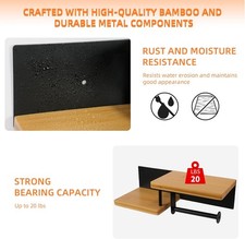 Toilet Paper Holder Bathroom Roll Stainless Steel Wooden With Phone Shelf Wall