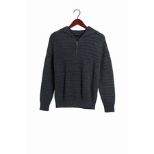 Banana Republic Mens Gray Knit Hoodie Pullover 1/4 Zip Sweater Medium