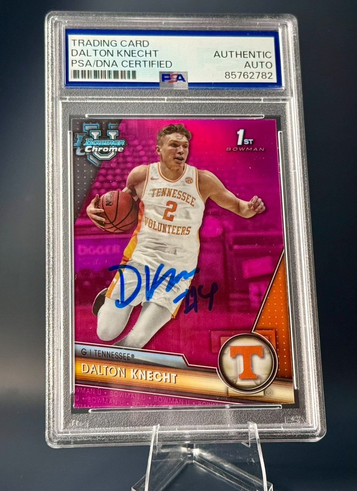 Dalton Knecht Signed 2024 Bowman Chrome U Purple Refractor PSA/DNA AUTO