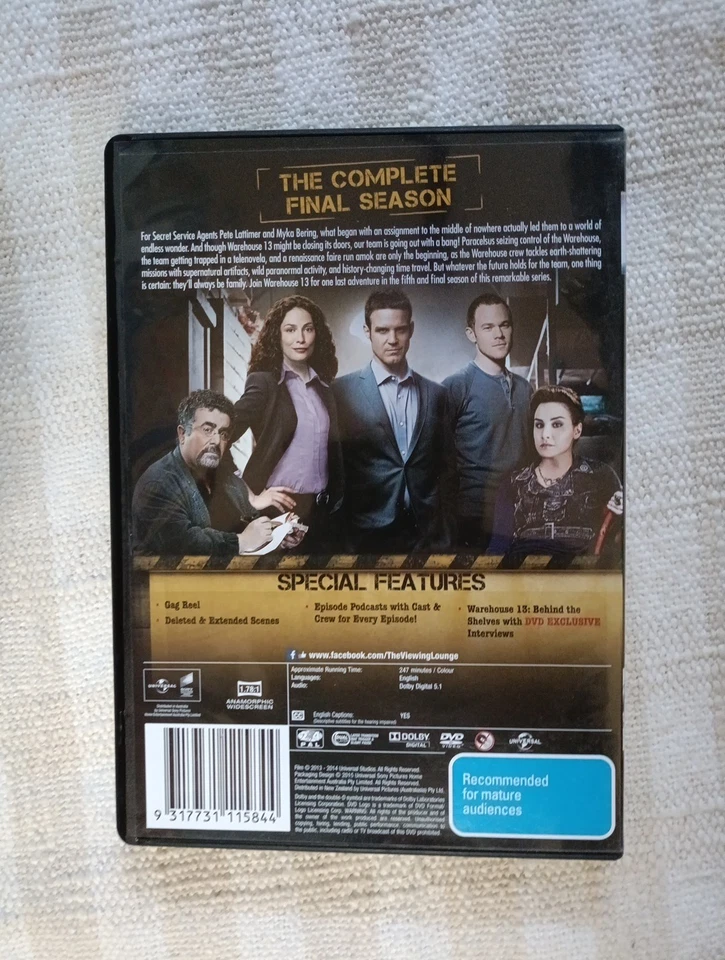 WAREHOUSE 13 Season 5 (DVD, 2013) VGC Region 2 & 4 FREE POSTAGE AUS - image 2 of 2