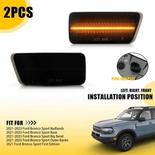 2PCS Front Amber LED Side Marker Lights Assembly For 2021-2023 Ford Bronco Sport