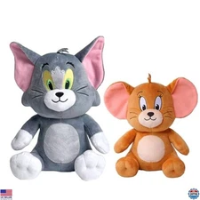 Classic Cartoon Cat & Mouse Plush Toy Set - 11.8in Cat & 7.8in Mouse Stuffed