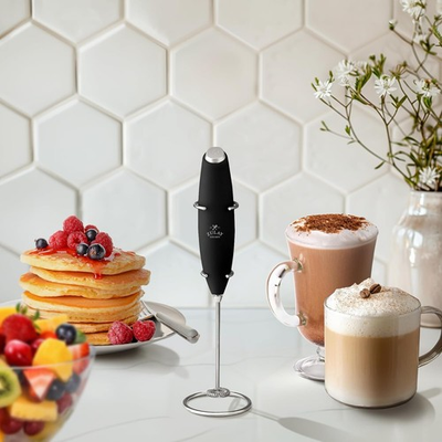#ad #ad Zulay Kitchen Milk Frother Wand with 2 Duracell Batteries Electric Whisk Black $28.40
