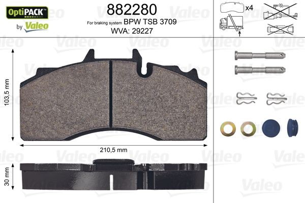 Valeo 882280 Bremsbelagsatz, Scheibenbremse-image