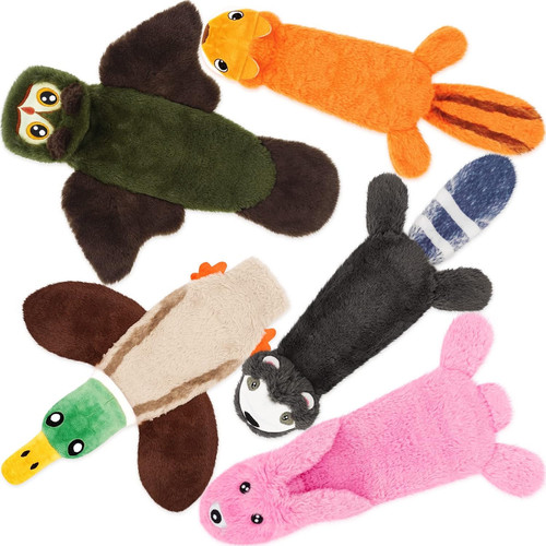 FIREOR Dog Squeak Toys, No Stuffing Plush Crinkle Water 5 Piece Set, Pink