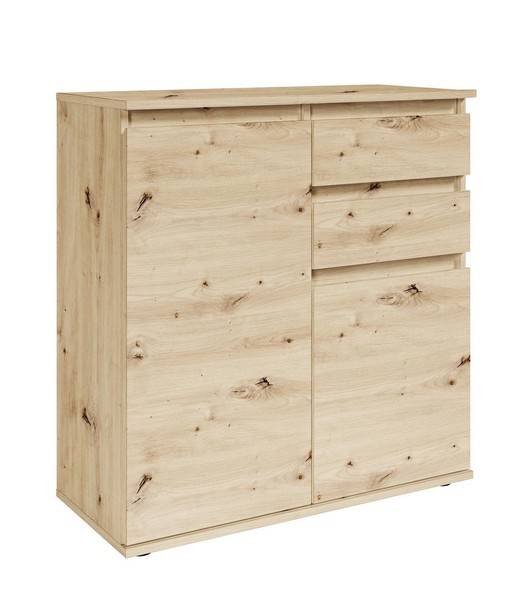 Kommode Wohnzimmerschrank 2 TüRen Schubladen Artisan Eiche Dekor 80 X 84 Cm-image