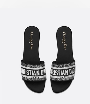 Christian Dior Dway Black Sandals Slides Size 38