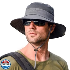 Sun Hats for Men Women Fishing Hat UPF 50+ Breathable Wide Brim Summer UV Pro